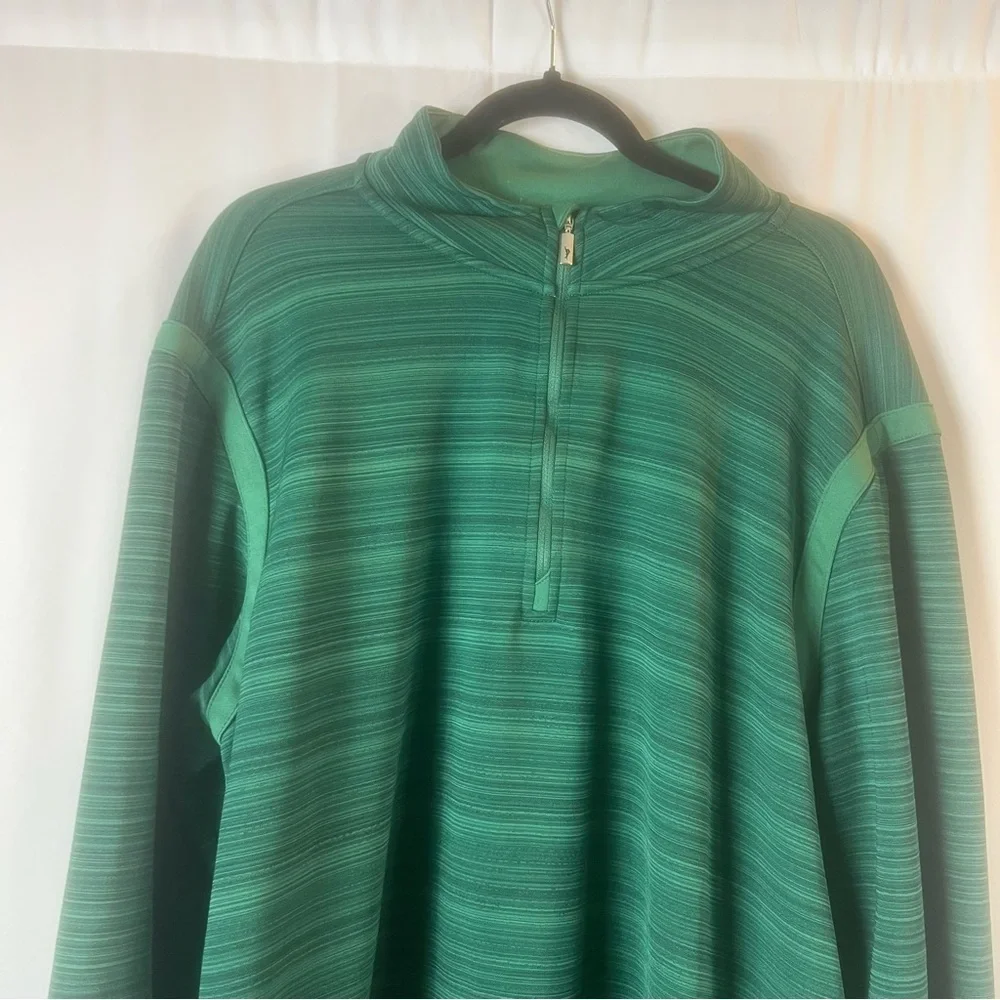 TOMMY BAHAMA SPORT TIDAL STRIPE HALF ZIP XL Men's Green Quarter-Zip Sweater